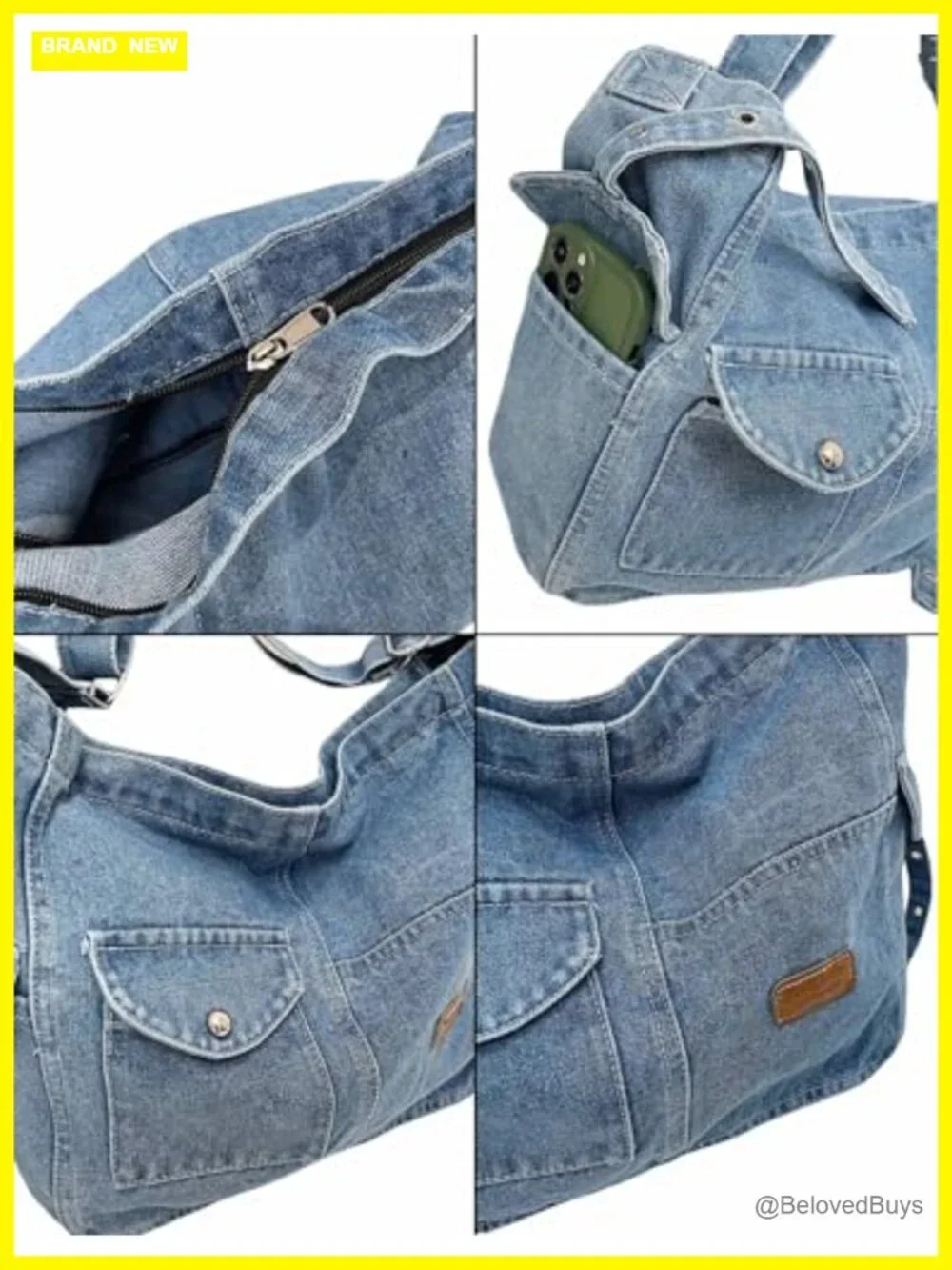 Denim Hobo Crossbody Bag for Women Casual Jean Purse